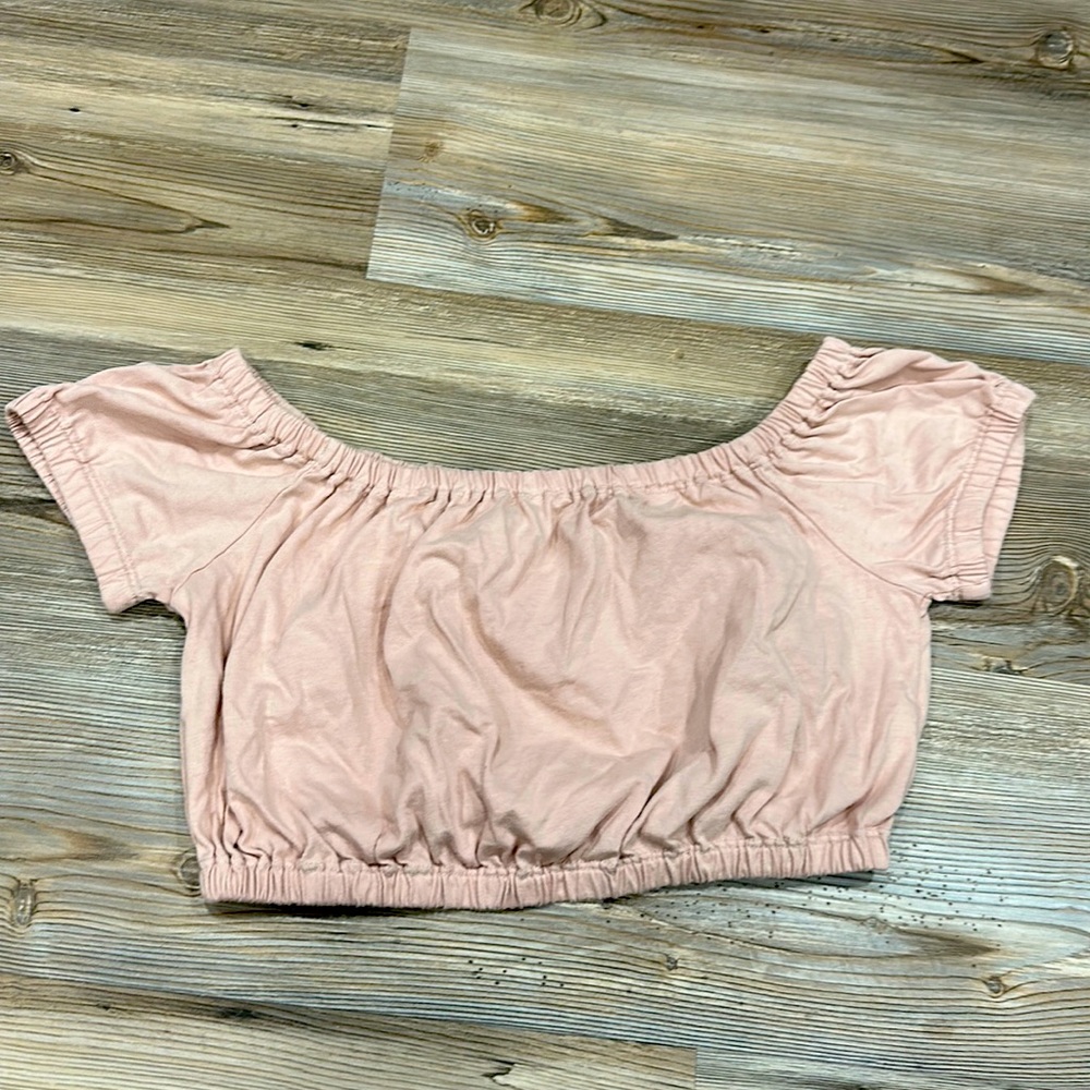 Wilfred Aritzia Adelisa Blush Pink Off Shoulder Crop Top Size Small